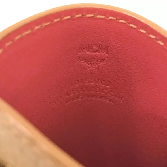 Authentic MCM Logo Visetos Parrot Motif Leather Card Case